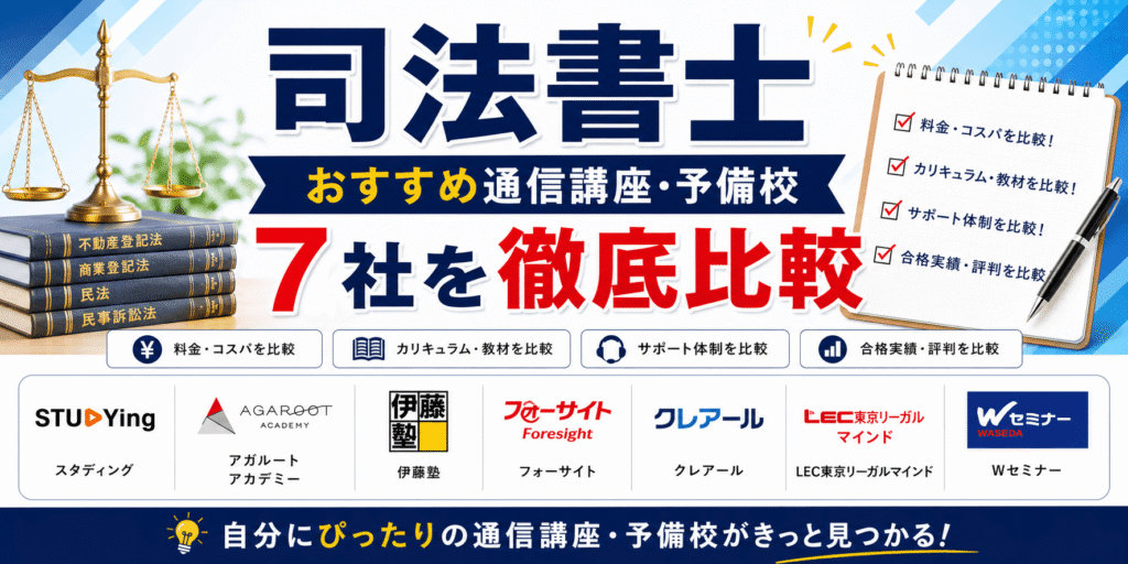 司法書士おすすめ通信講座・予備校7社を徹底比較