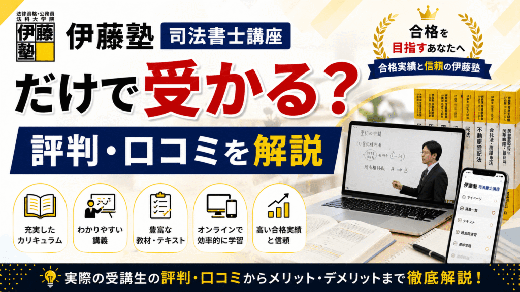 伊藤塾司法書士講座だけで受かる？評判・口コミを解説