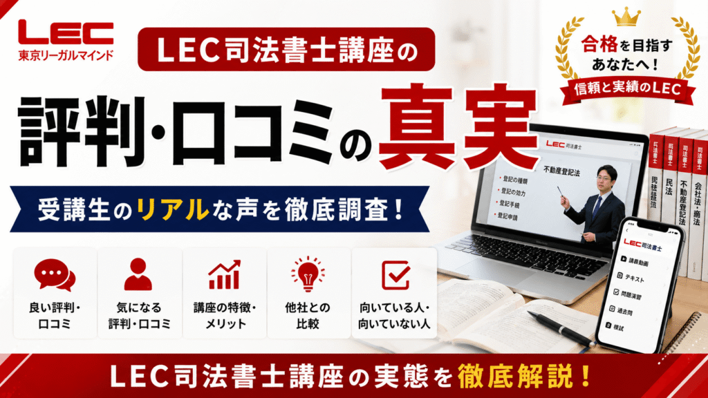 LEC司法書士講座の評判・口コミの真実