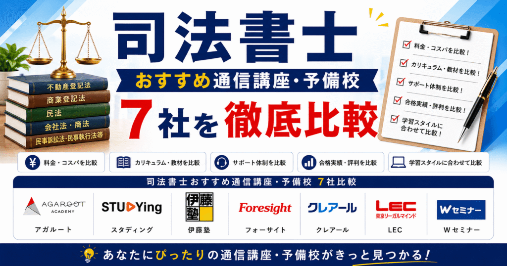 司法書士おすすめ通信講座・予備校7社を徹底比較