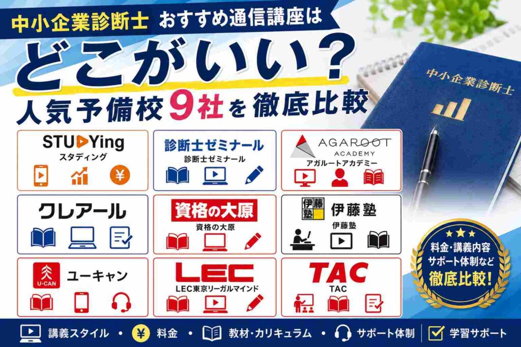 中小企業診断士おすすめ通信講座・予備校9社を徹底比較