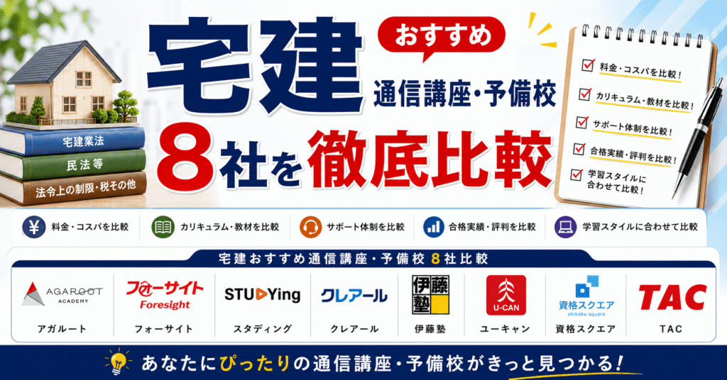 宅建士おすすめ通信講座・予備校8社を徹底比較