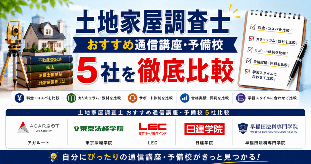土地家屋調査士おすすめ通信講座・予備校5社を徹底比較