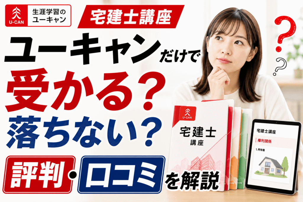 ユーキャン宅建士講座だけで受かる？落ちない？評判・口コミを解説
