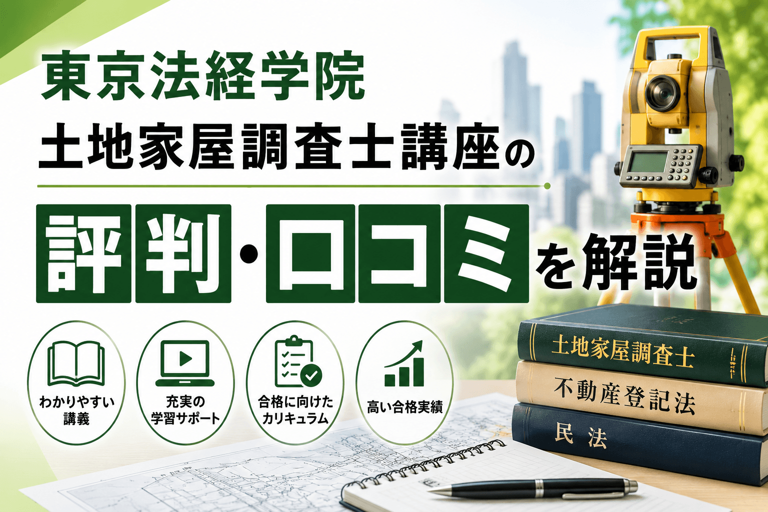 東京法経学院土地家屋調査士講座の評判・口コミを解説